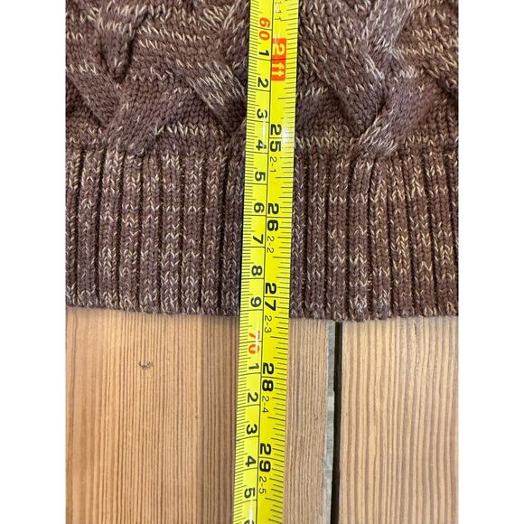Land's‎ End Marbled Brown Cable Knit Cardigan Shawl Collar Cotton Small (6-8) - Picture 6 of 7